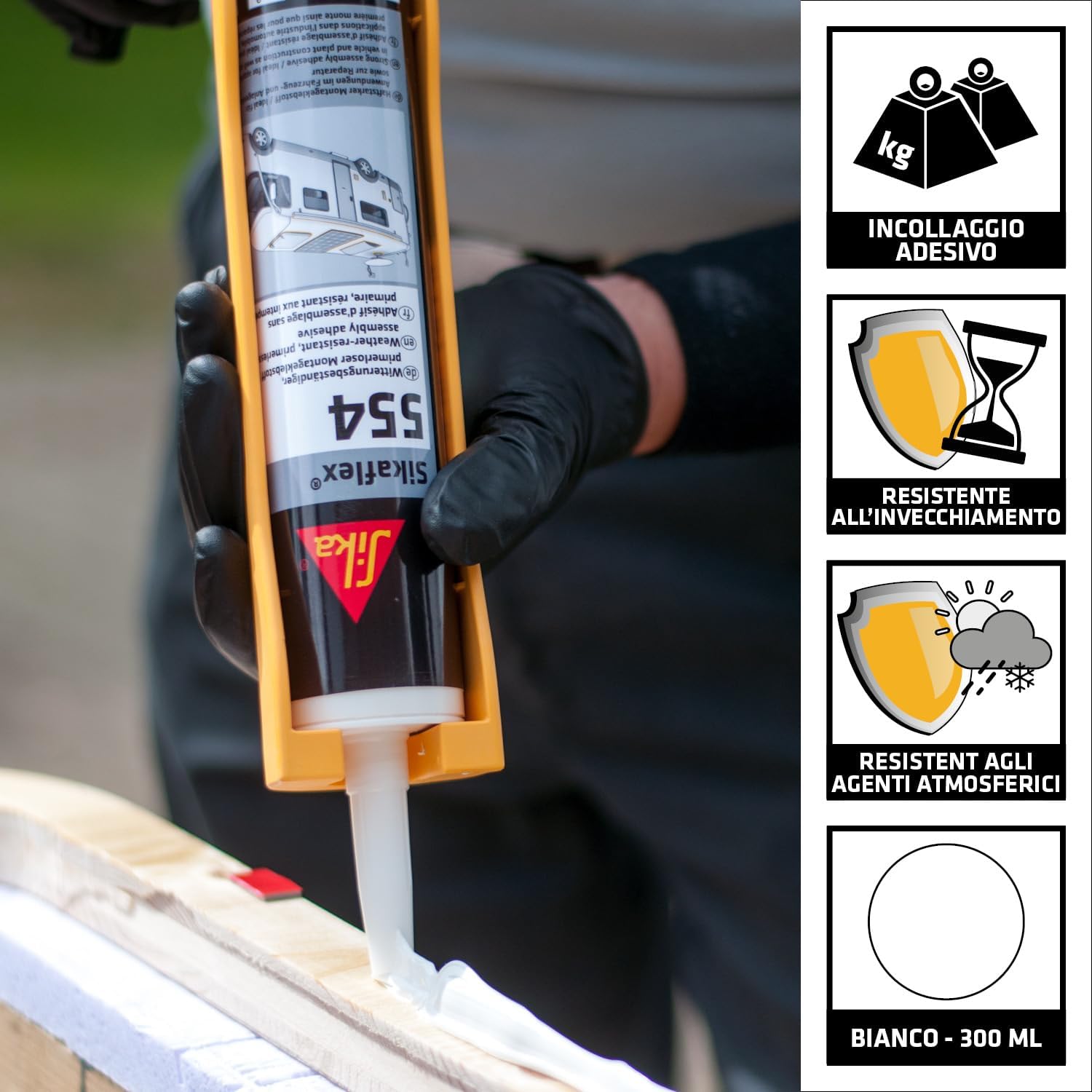 Thumbnail 1 de Sikaflex-554: Adesivo per assemblaggio camper, bianco, elastico e resistente agli agenti atmosferici (300 ml)