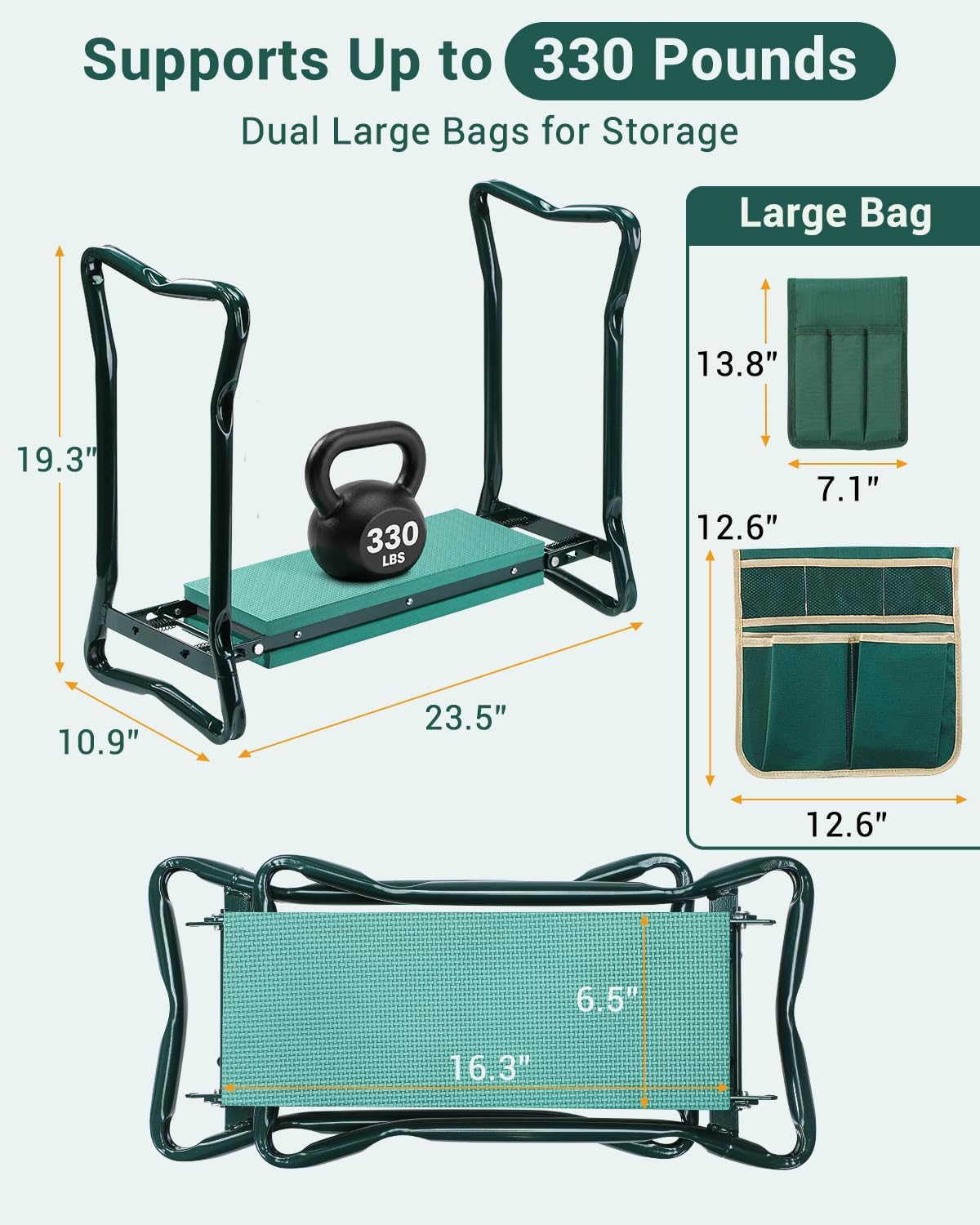 Detalle 1 de Ohuhu Kniebank 2-in-1 Grün 60x50x27 cm