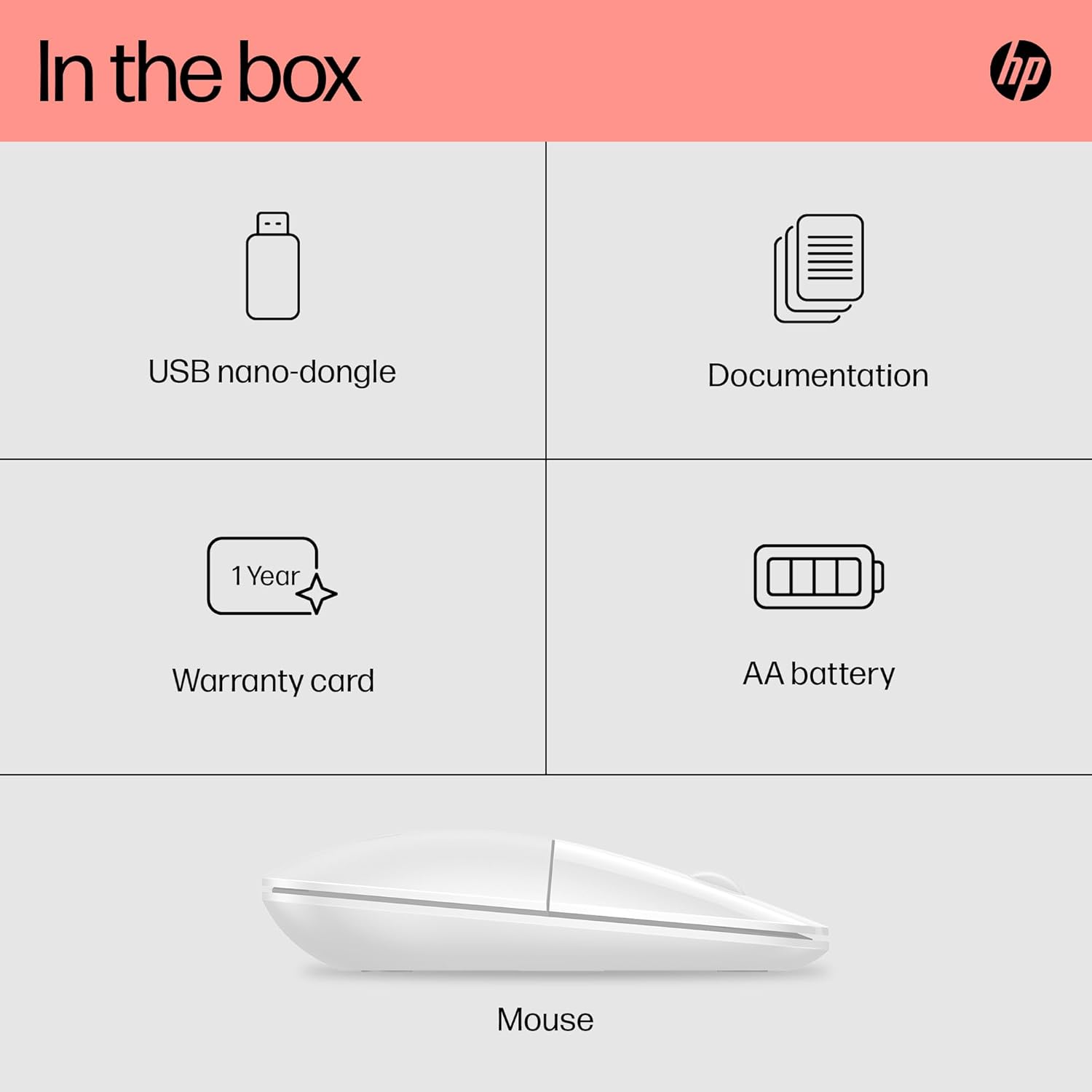 Thumbnail 6 de HP Z3700 Wireless Mouse | White – Slim, Multi-OS Compatibility and Long Battery Life