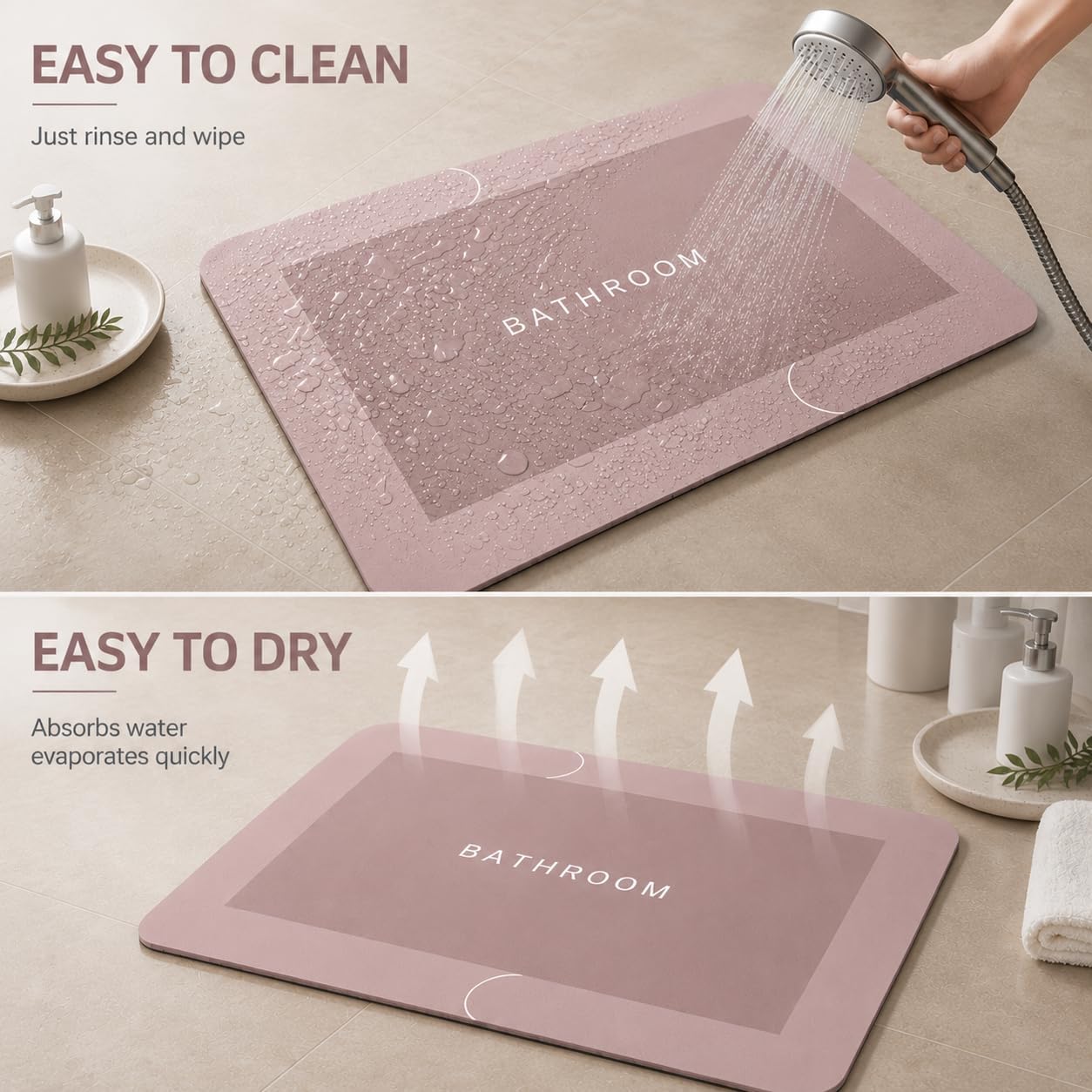 Thumbnail 5 de LICOZYVE Diatomite Bath Mat – 4-Layer Thickened, Non-Slip and Quick-Drying 45 × 70 cm