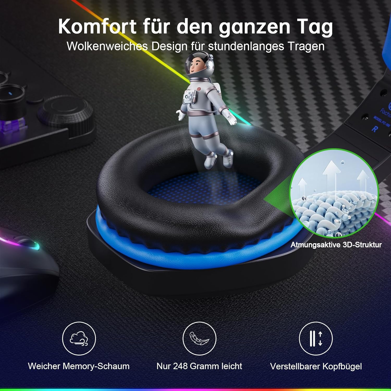 Thumbnail 6 de Fachixy FC100 Wireless Gaming Headset – 50 Std. Akku