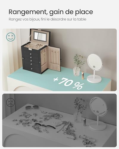 Thumbnail 6 de SONGMICS Boîte à Bijoux 6 Niveaux JBC152B01 – Écrin avec Miroir, 4 Rangées de Crochets et Verrouillage