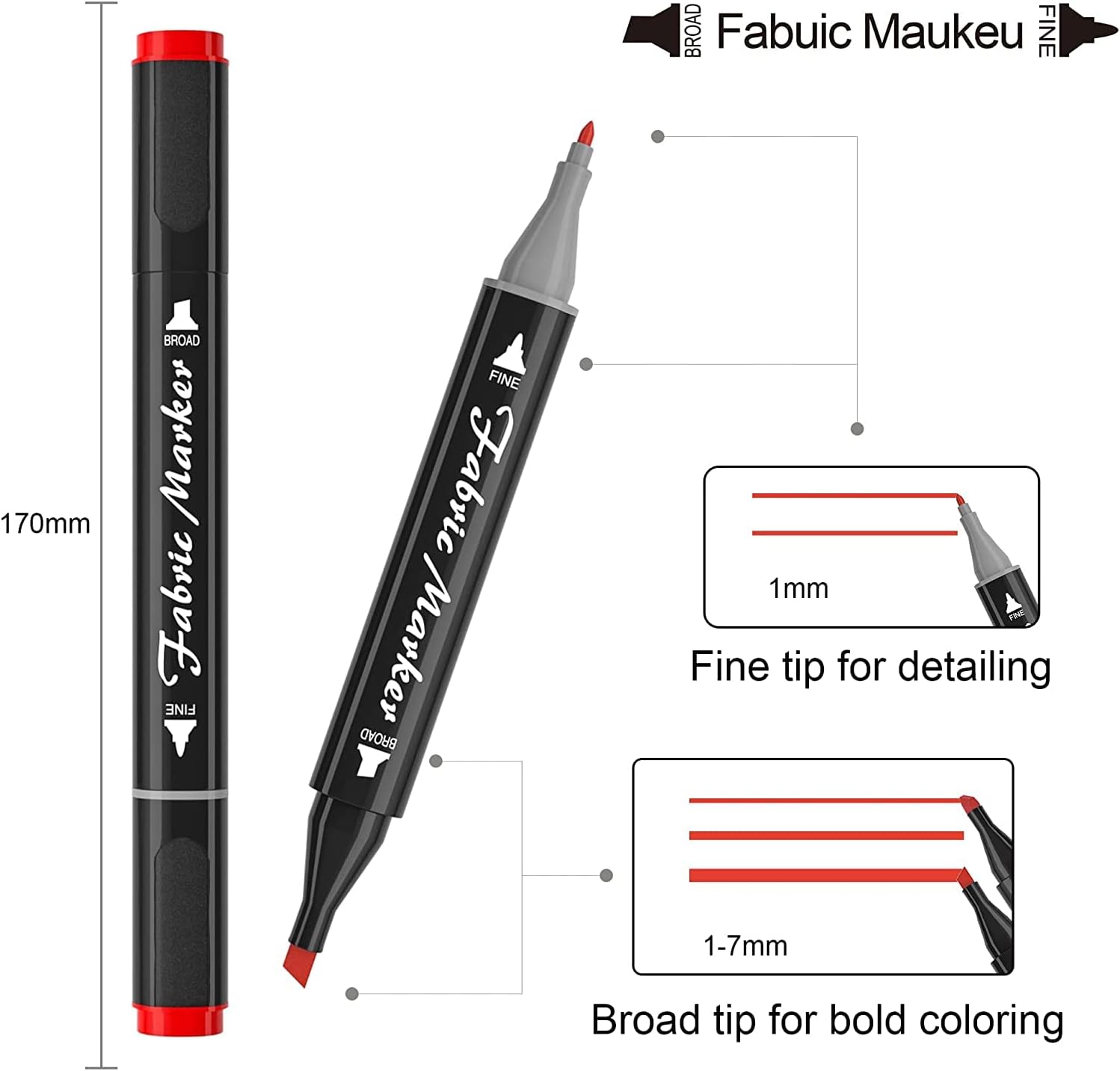 Detalle 2 de Shuttle Art Fabric Pens 40 Colours Dual Tip Permanent Fabric Markers