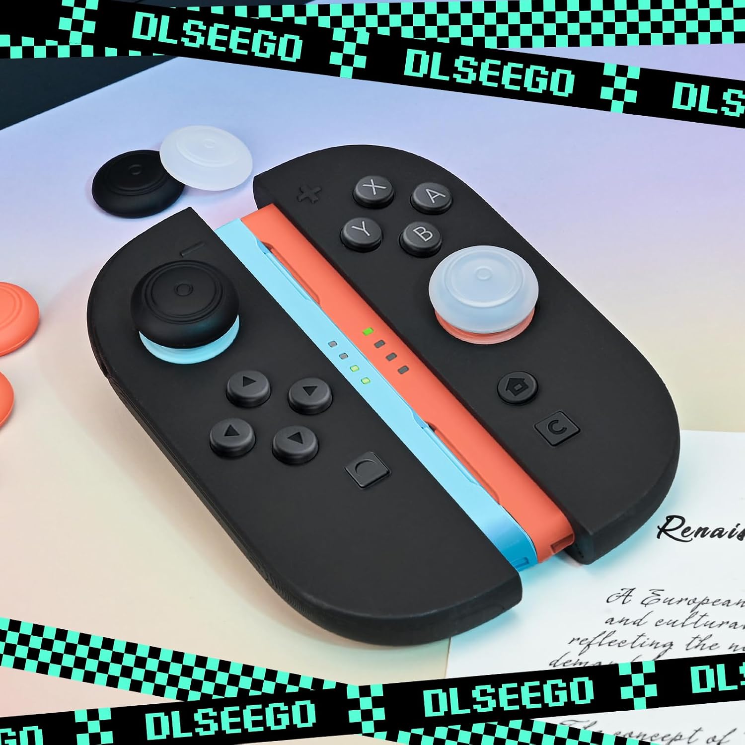 Detalle de DLseego Thumb Grip Caps for Switch 2 (4 Pack) – Soft Silicone Anti-Slip Joystick Covers