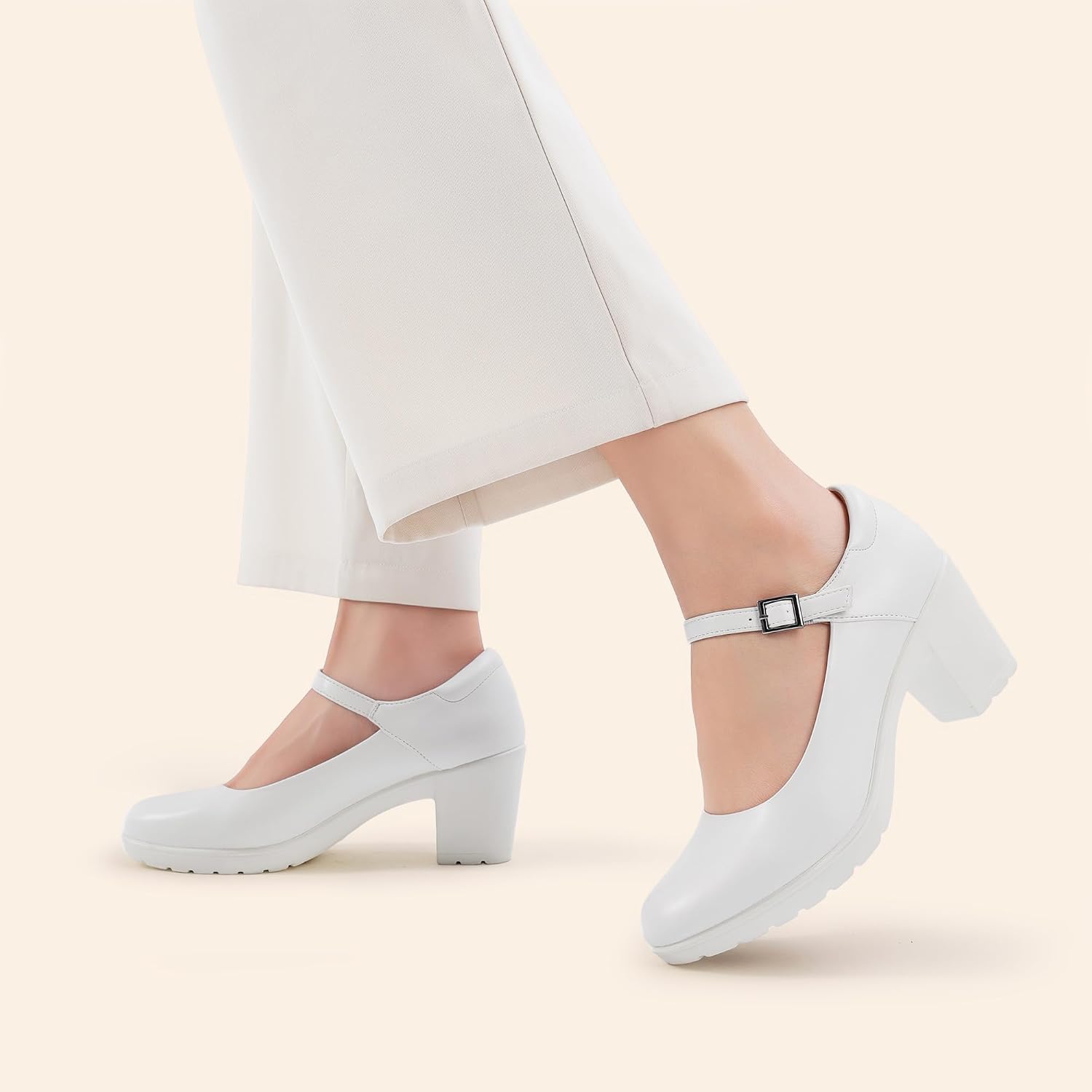 Thumbnail 1 de DREAM PAIRS EDENIA Women’s Mary Jane Chunky Low Block Heels with Adjustable Ankle Strap