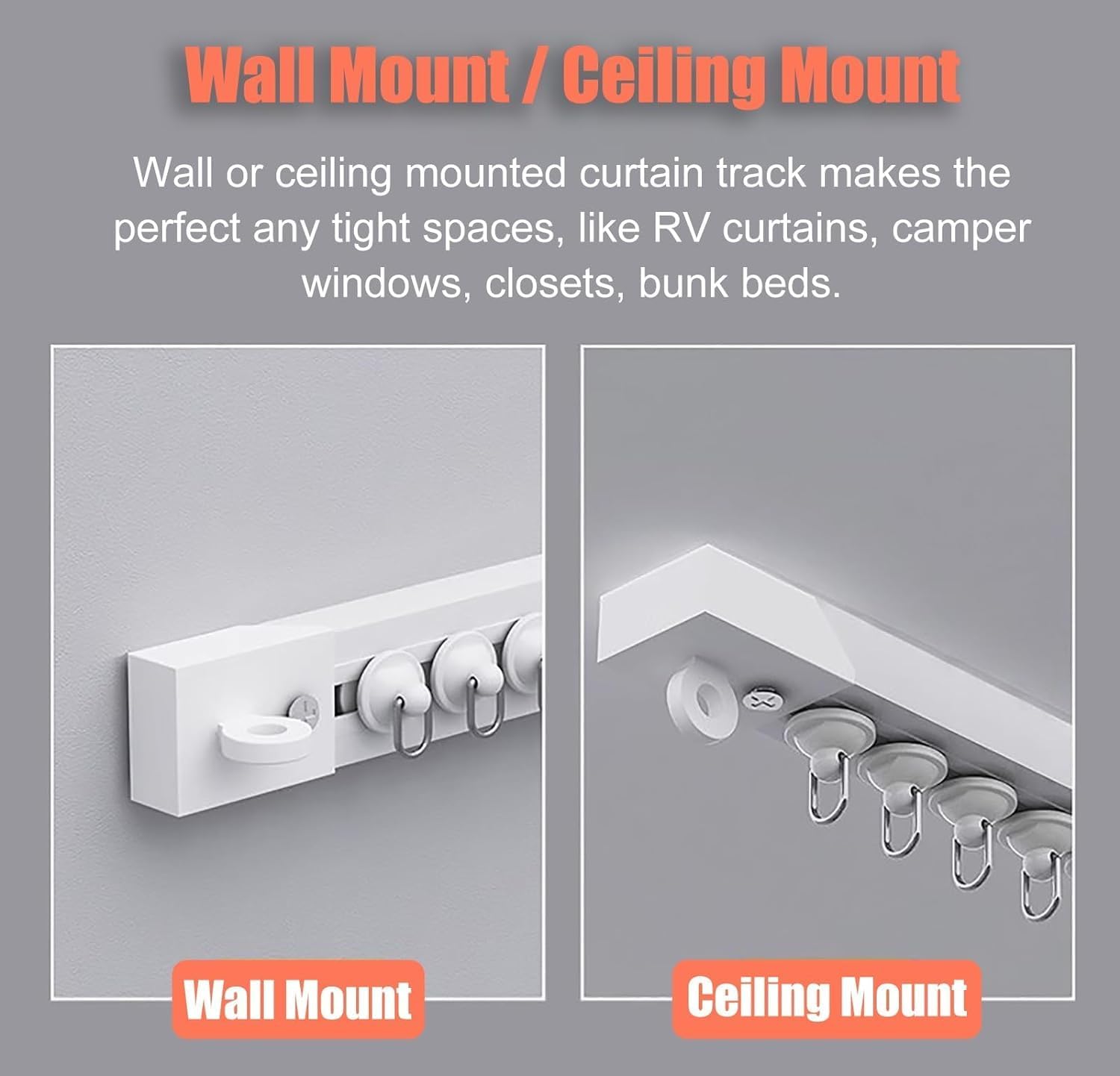 Thumbnail 2 de Rail de rideau adhésif YLNANMI sans perçage, 6 x 40 cm (240 cm) pour mur et plafond