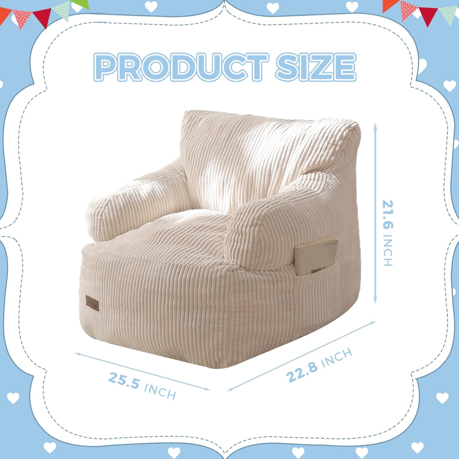 Thumbnail 1 de MAXYOYO Kids Bean Bag Chair with Pocket Floor Chair for Reading and Gaming (Beige)