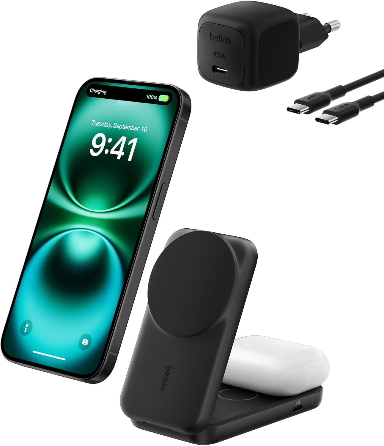 Detalle de Belkin UltraCharge Caricatore Qi2 25W 2 in1 per iPhone
