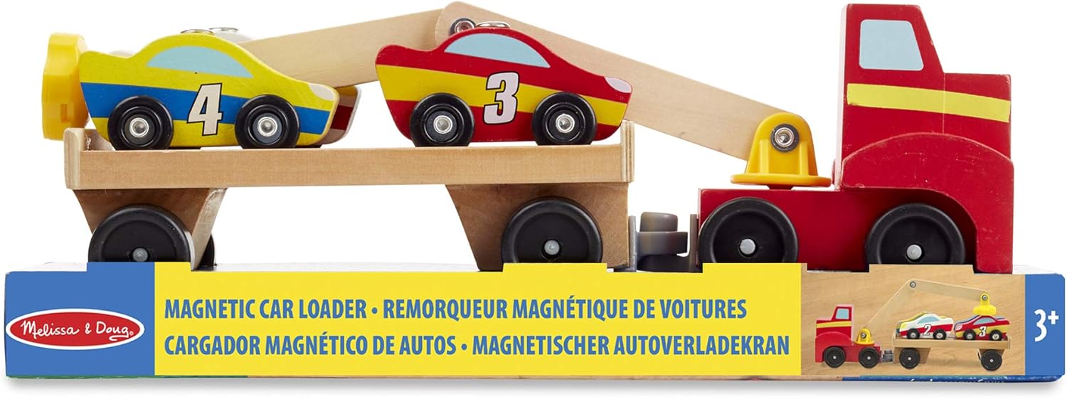 Thumbnail 6 de Melissa & Doug Carro Attrezzi Magnetico in Legno – Veicoli Giocattolo Colorati per Bambini 3+ Anni