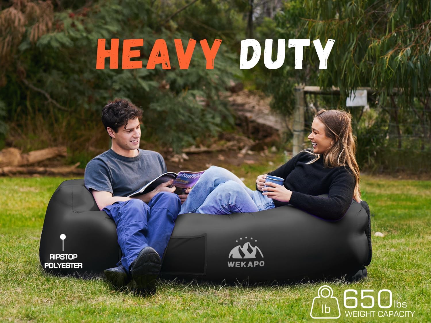 Thumbnail 3 de WEKAPO Inflatable Couch Air Lounger Chair (Portable Blow-Up Sofa for Camping & Beach)