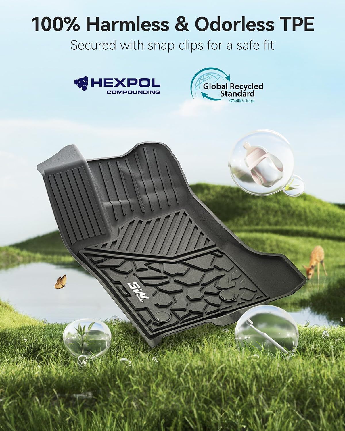 Thumbnail 4 de 3W Floor Mats Ford Ranger SuperCrew 2024 TPE