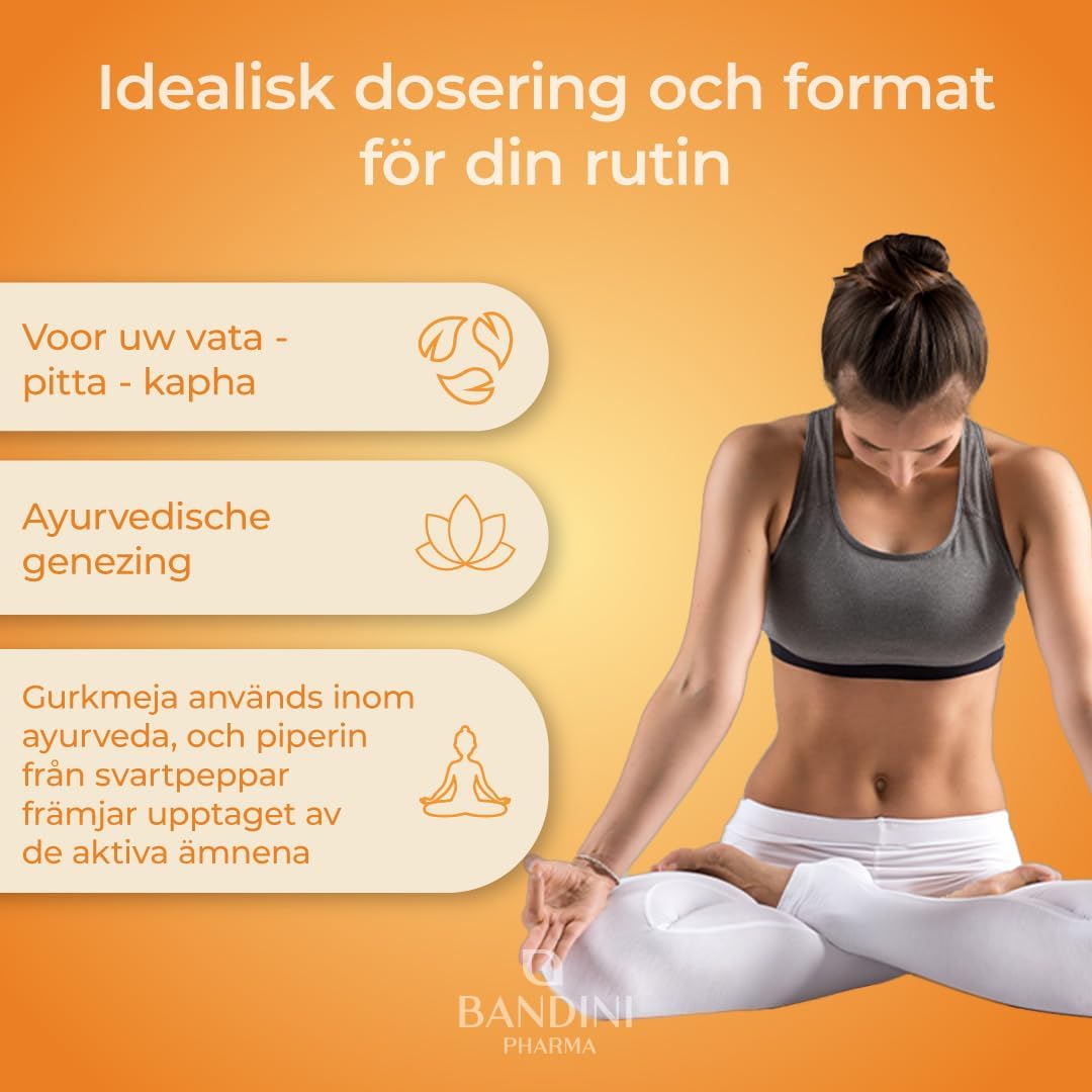 Detalle de BANDINI Turmeric gurkmejakapslar, 120 kapslar med svartpeppar och piperin