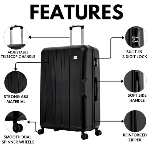 Detalle 2 de FLYMAX 29" Large Suitcase with 4 Wheels, 103 Litre Capacity – ABS Hard Shell, 3-Digit Lock & Telescopic Handle