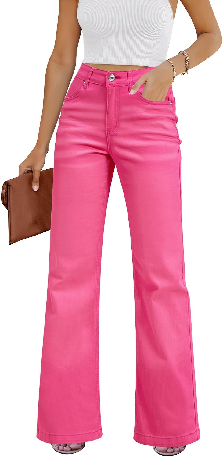 Detalle de GRAPENT GP-PAGHGCGH High-Rise Wide-Leg Stretch Jeans with 4 Pockets