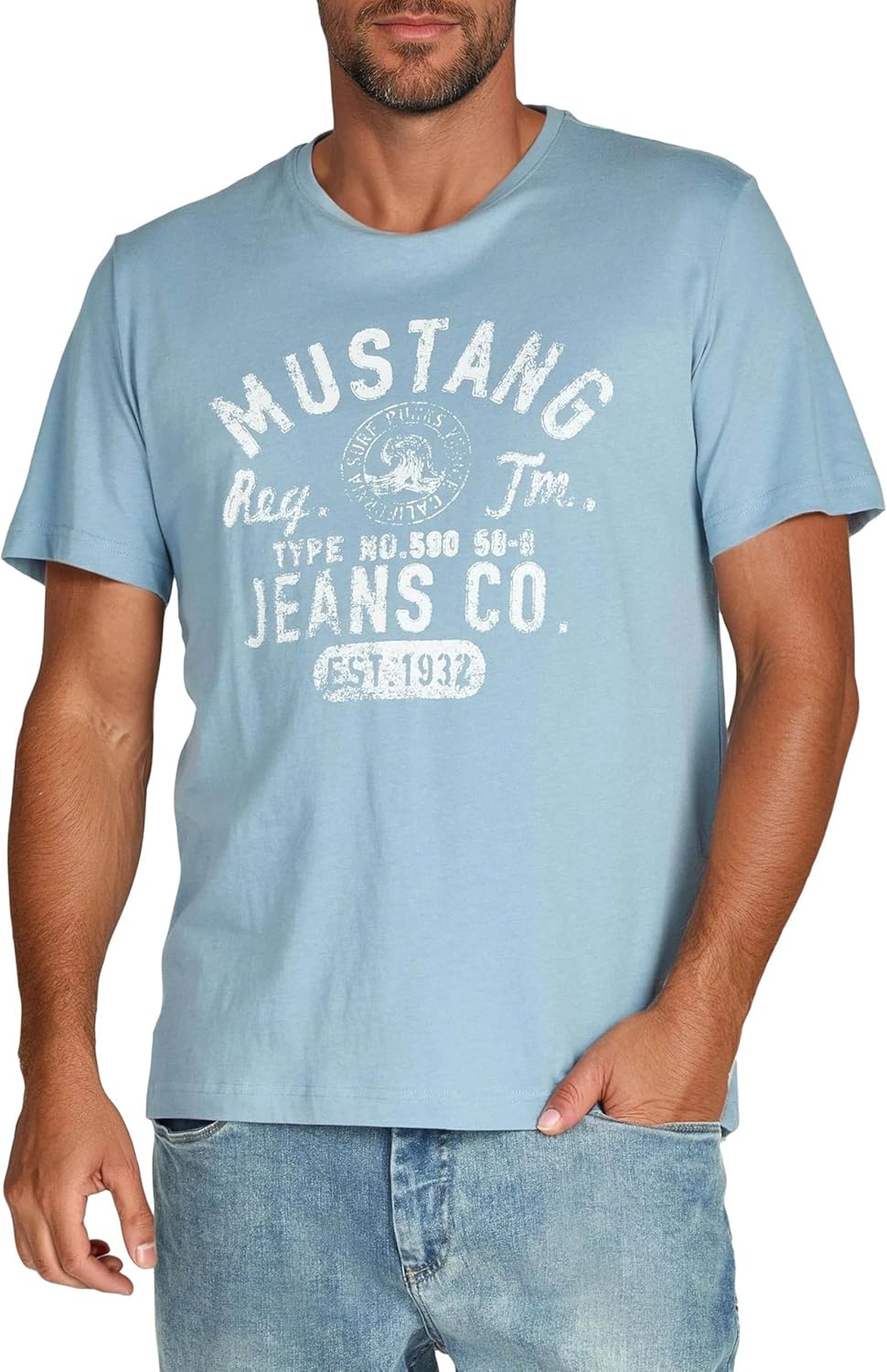 Thumbnail 4 de MUSTANG T-Shirt Herren Baumwolle Regular Fit 4er Pack – Sommer-Tees in 5 Farben
