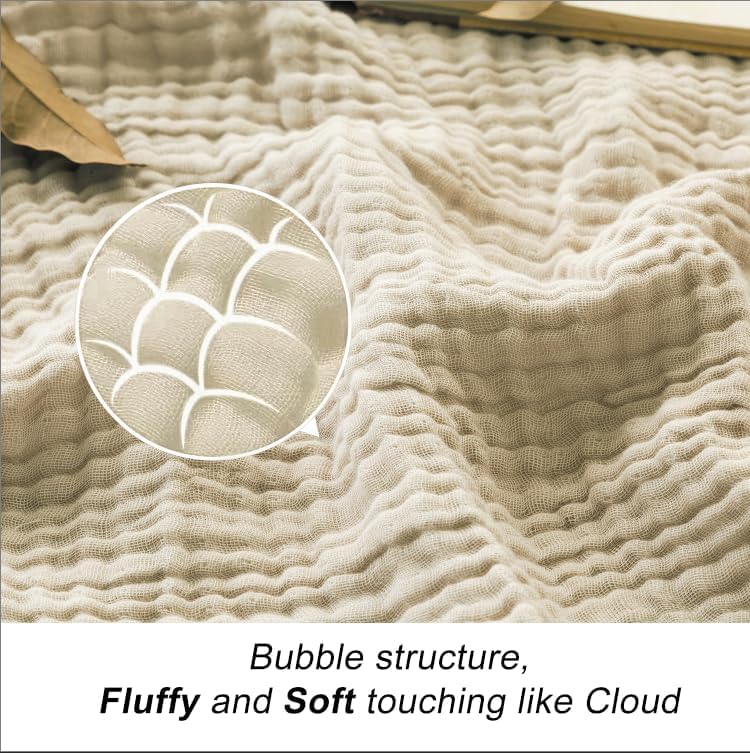 Thumbnail 4 de EMME UEA90C3A Muslin Cotton Throw Blanket, Beige, 50" x 71