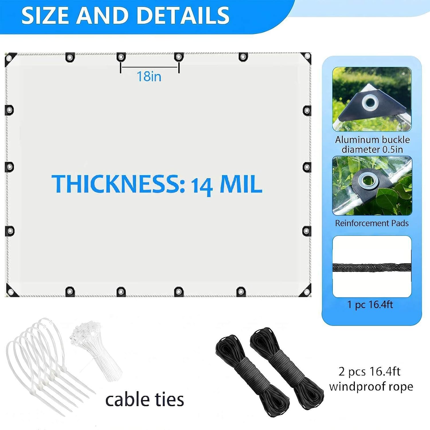 Thumbnail 6 de Clear PVC Tarp 8x8 ft