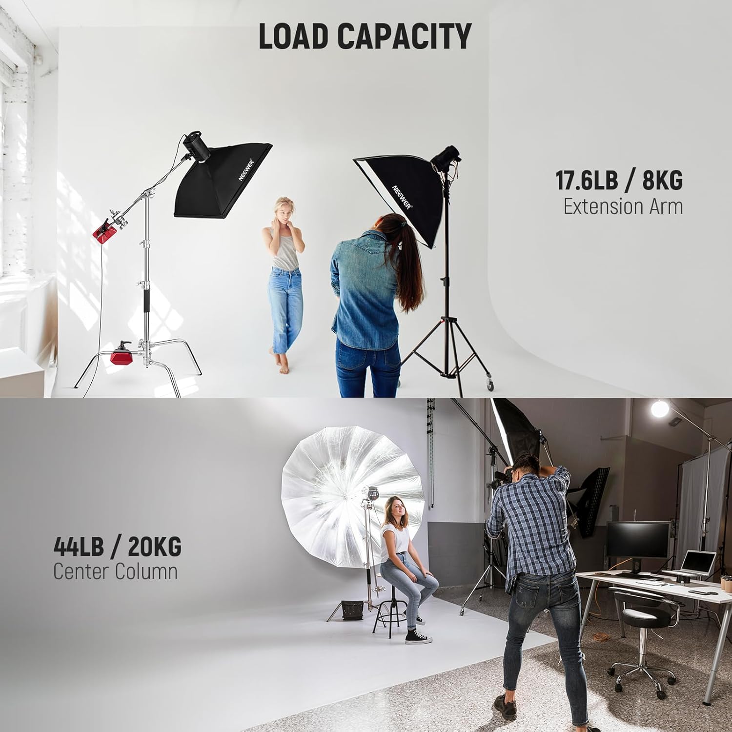 Detalle 2 de NEEWER Pro 100% Stainless Steel Heavy Duty C Stand with Boom Arm (SC172) – 68" Max Height