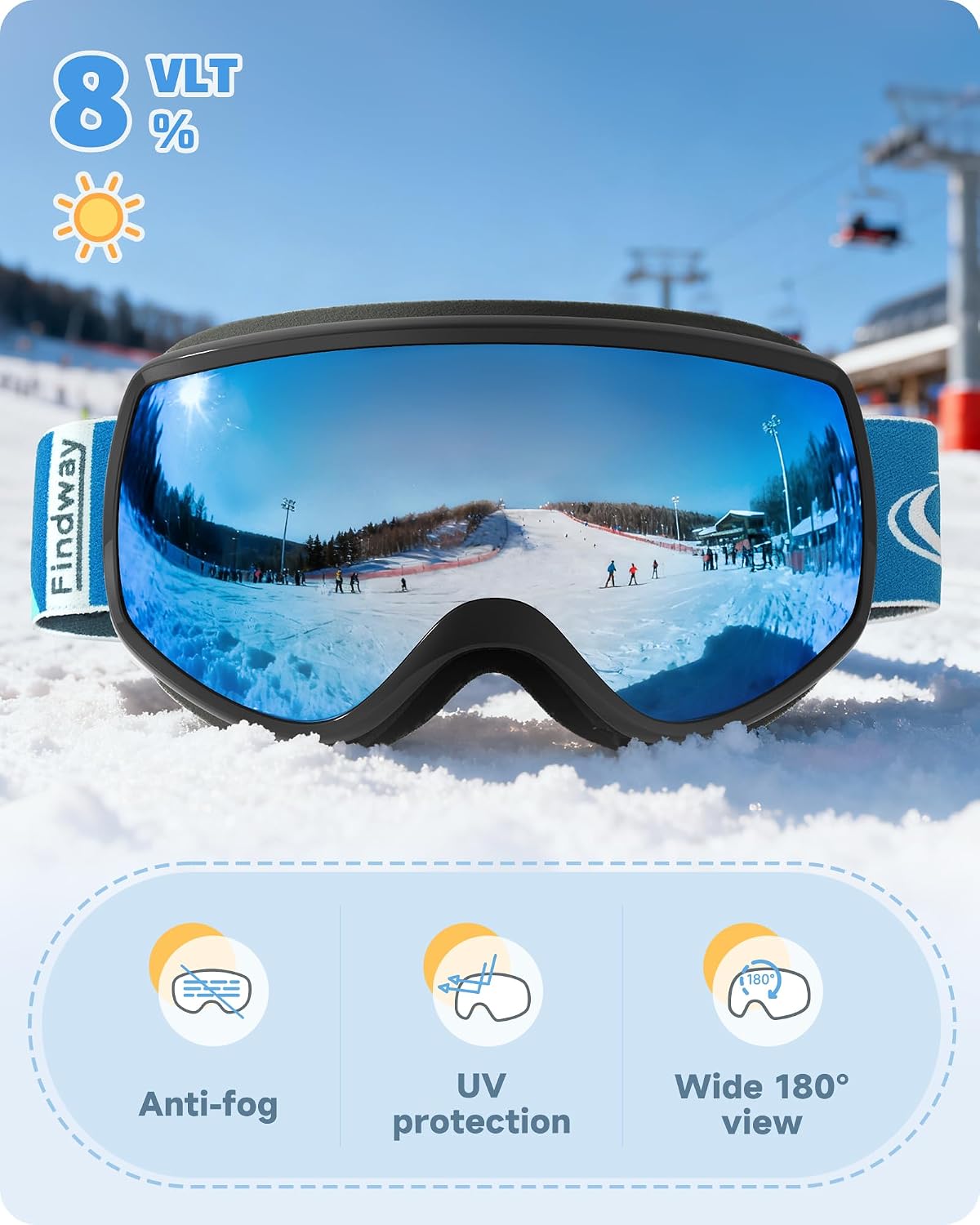 Detalle 2 de Findway Kids Ski Goggles OTG 100% UV