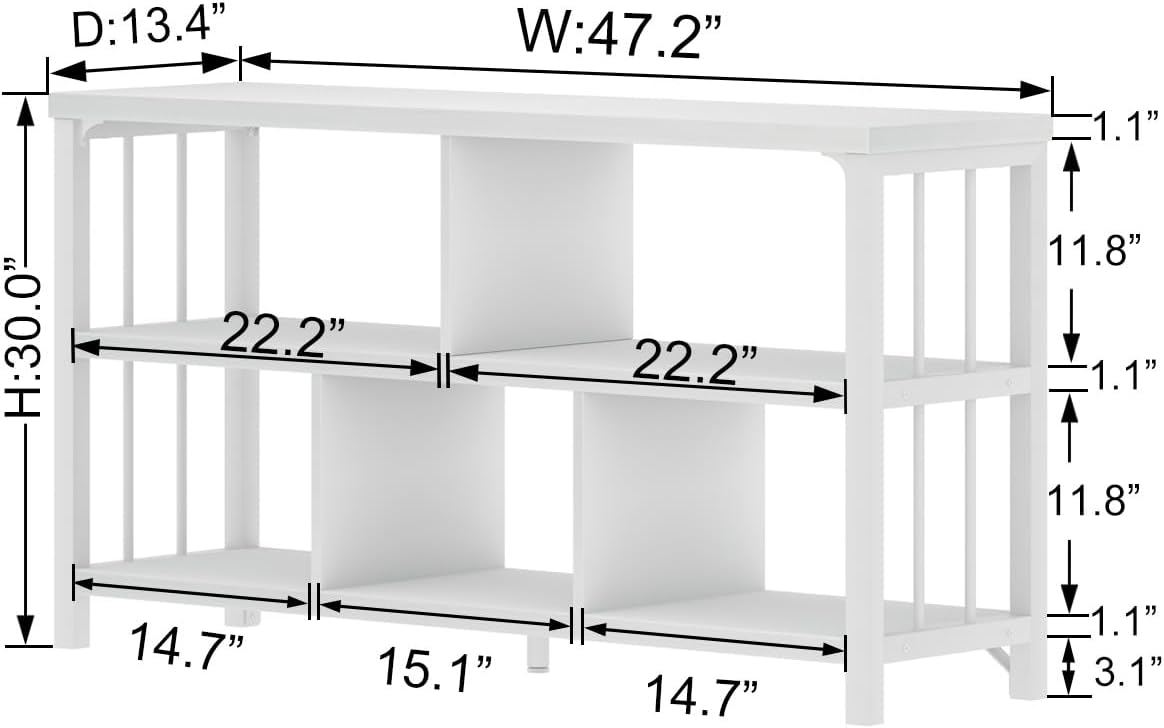 Thumbnail 1 de IBF Libreria industriale in legno bianco a 5 cubi orizzontale, stile rovere bianco 107 pollici
