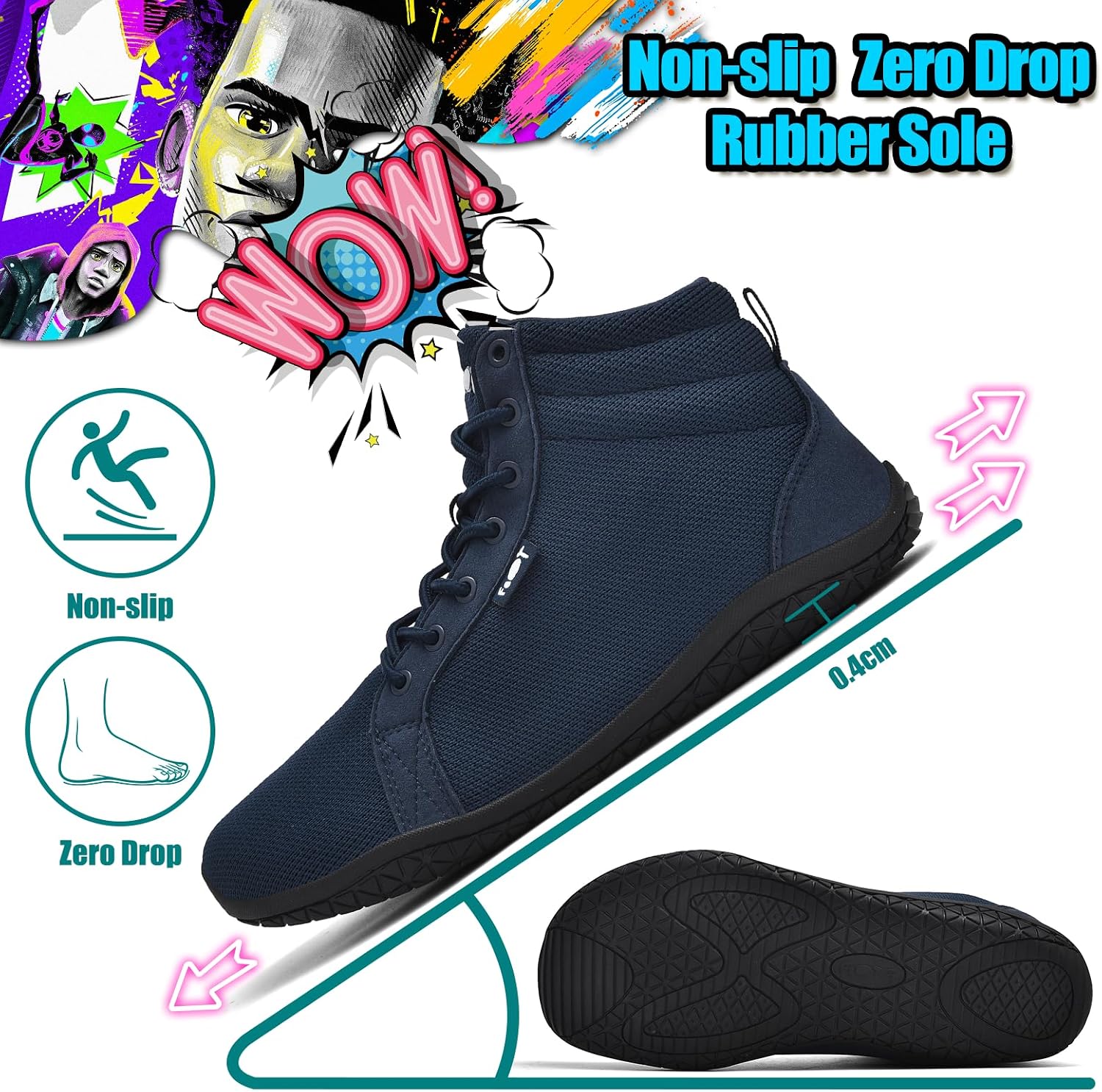 Thumbnail 4 de Wizshoe Barfuß Schuhe Hi Top 0,6 cm