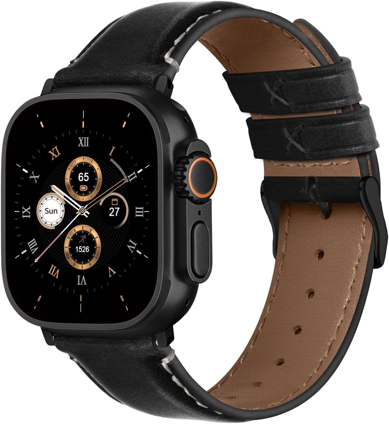 Detalle de Fullmosa Cinturino in Pelle per Apple Watch – Cinturino Ricambio 42–49 mm con Chiusura Nera