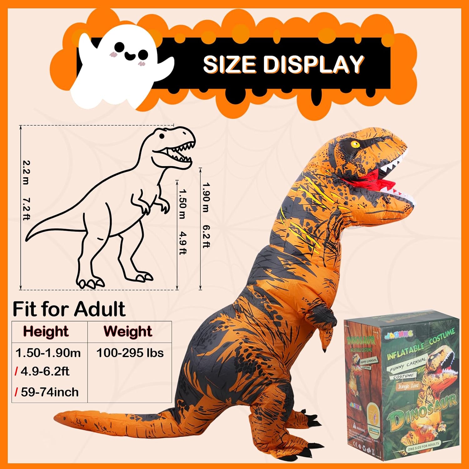 Detalle de JASHKE Inflatable Dinosaur Costume in Polyester