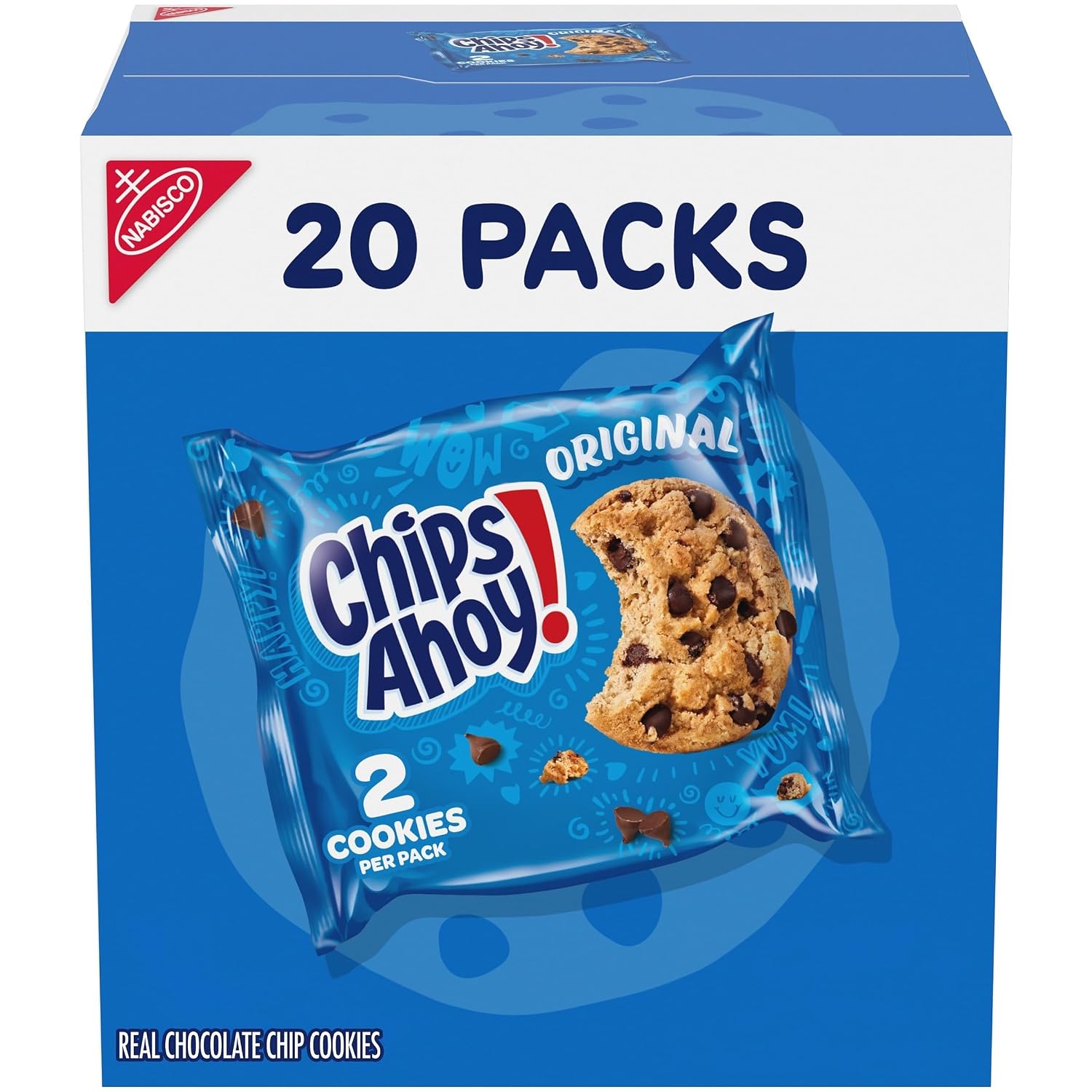 Detalle de CHIPS AHOY! Original Chocolate Chip Cookies, 20 Individually Wrapped Packs