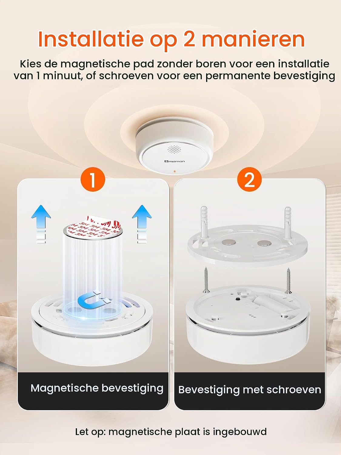 Detalle 2 de HEIMAN HM2SA-3S-T rookmelder met 10 jaar batterij en foto-elektrische sensor