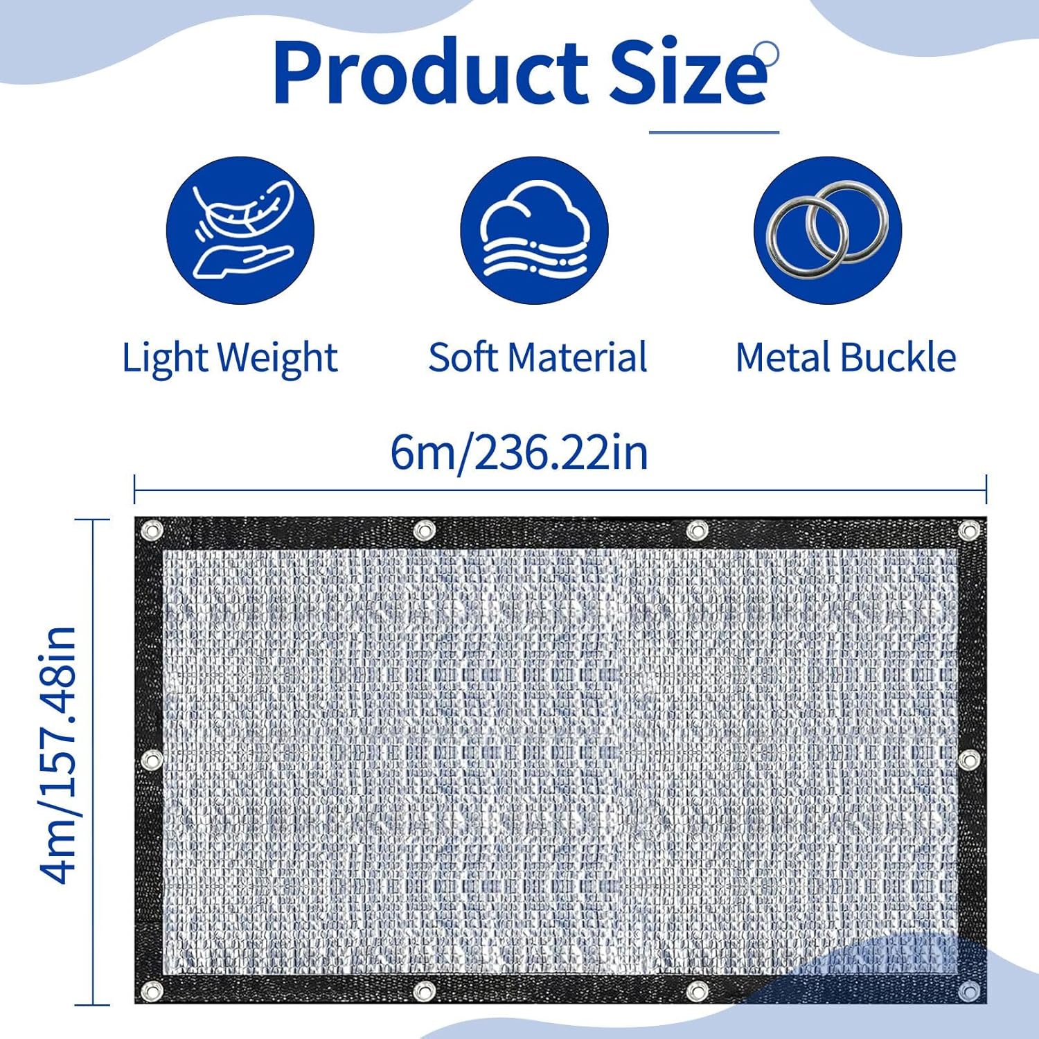 Thumbnail 5 de Filet d'ombrage Aluminet Voiture 4x6M – 85% de protection solaire, filet en aluminium avec œillets