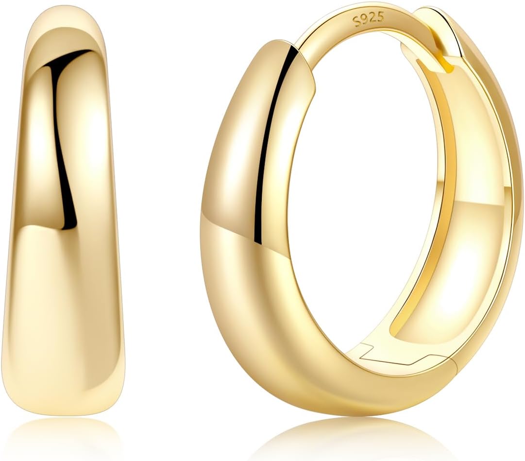 Detalle de Silvora Orecchini Cerchio Argento 925 – Orecchini Cerchio Piccoli, Oro/Argento con perni in Argento 925