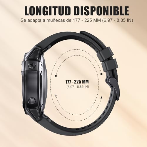 Thumbnail 3 de NotoCity Correa de silicona 22 mm para Garmin Fenix 5/6/7/8 (y más modelos) – Negro