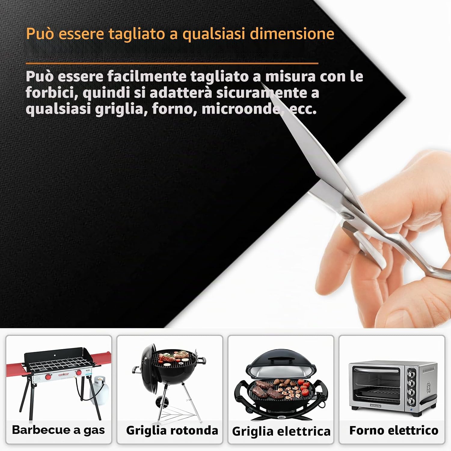 Detalle de GROFIS Set di 5 Tappetini Barbecue 60x40 cm: tappetini antiaderenti in teflon con accessori