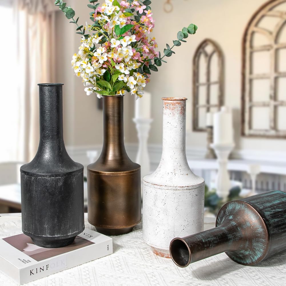 Thumbnail 3 de Briful Vasen Groß Vintage Metall Schwarze Blumenvase 15 Zoll