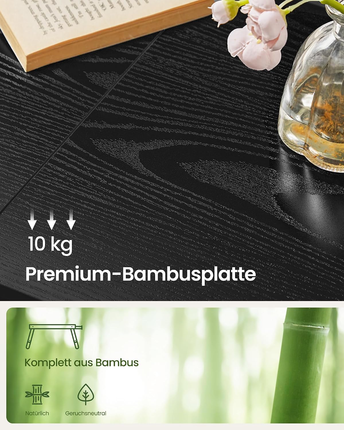 Thumbnail 4 de SONGMICS Laptoptisch für Bett LLD105BE01 – höhenverstellbar, 15,6 Zoll, Bambusbeine, klappbare Beine