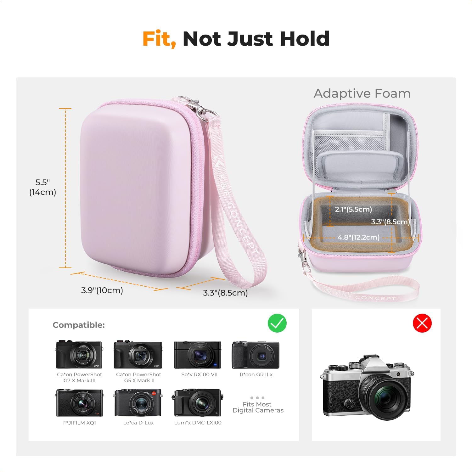 Thumbnail 4 de K&F CONCEPT Digitalkameras Tasche für kleine Kompaktkameras (innen gepolstert, für Sony RX100/Canon G/Fujifilm XQ1/XQ2 & mehr)