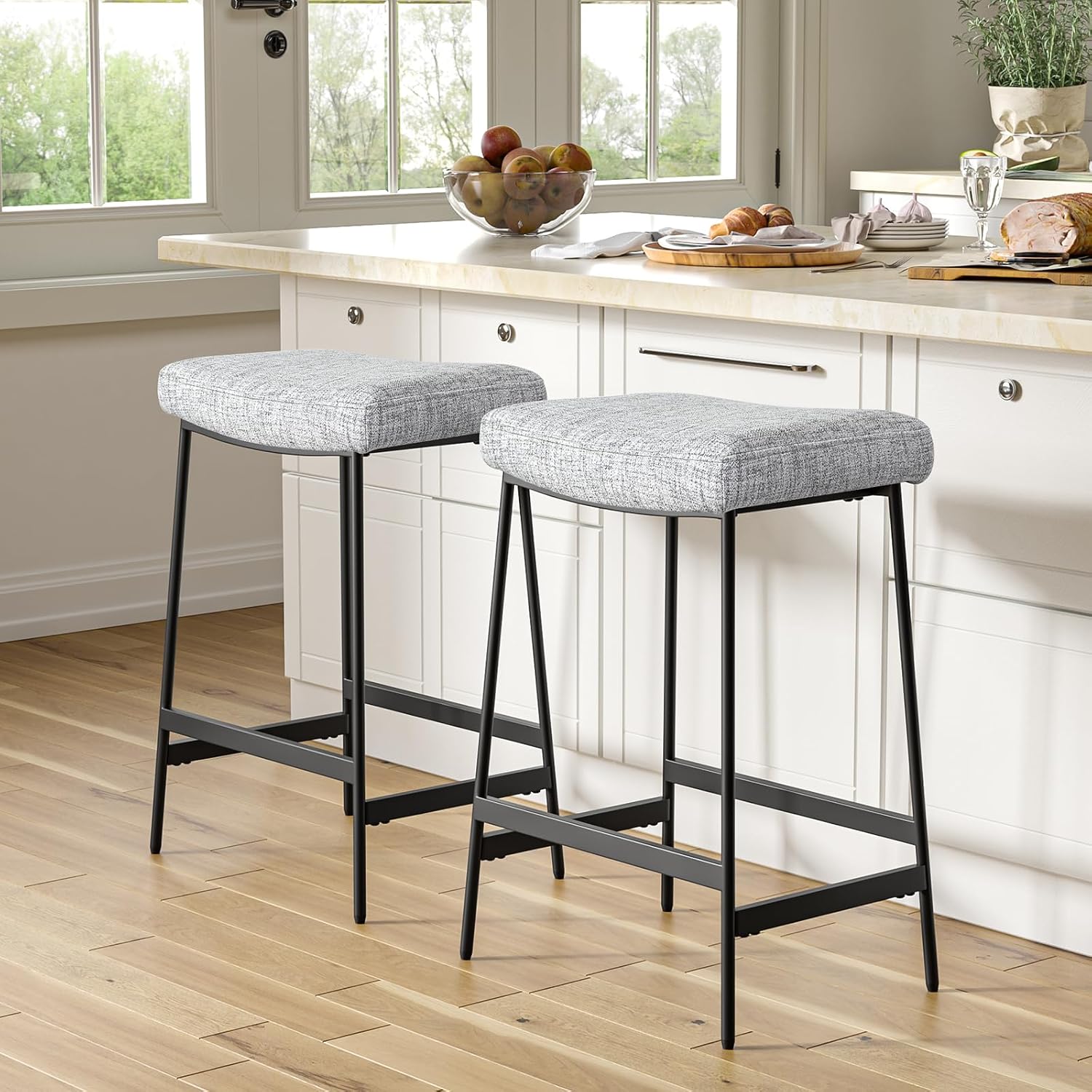 Detalle de Skokliz CH006-AM7CA45372 Backless Counter-Height Bar Stools, Set of 2