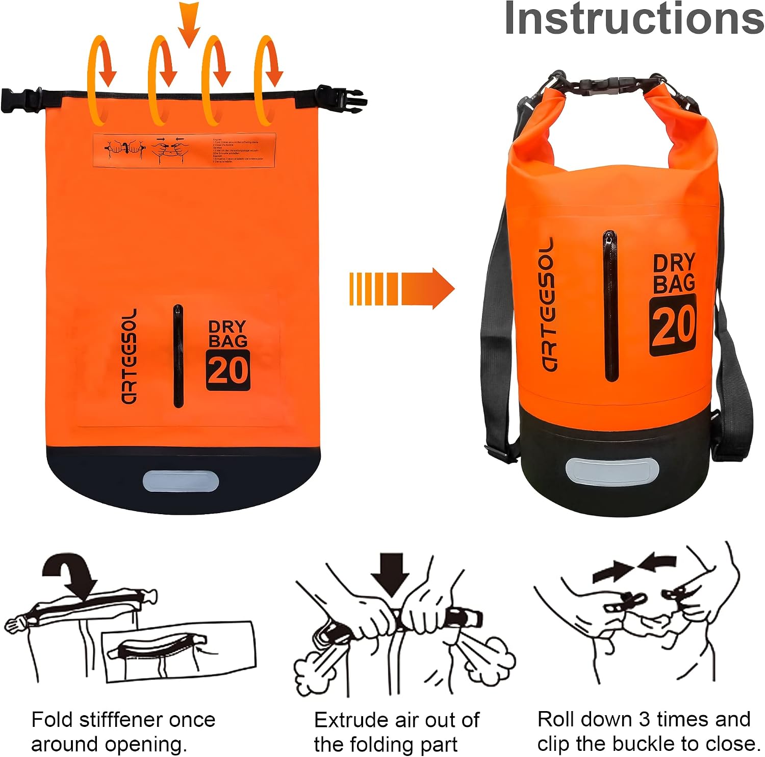Detalle de Waterproof Dry Bag 5L/10L/20L/30L Dry Sack Backpack for Beach, Kayaking and More