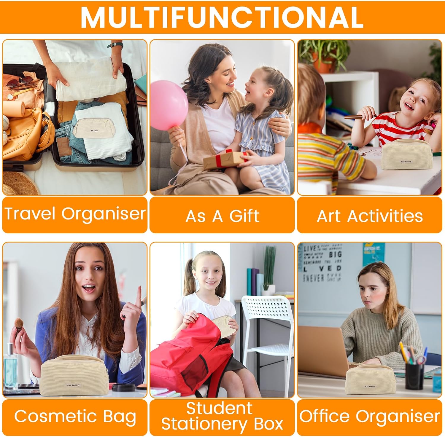 Thumbnail 6 de Bomtop Cord-Stoff Federmäppchen – robustes Etui für Schule und Büro