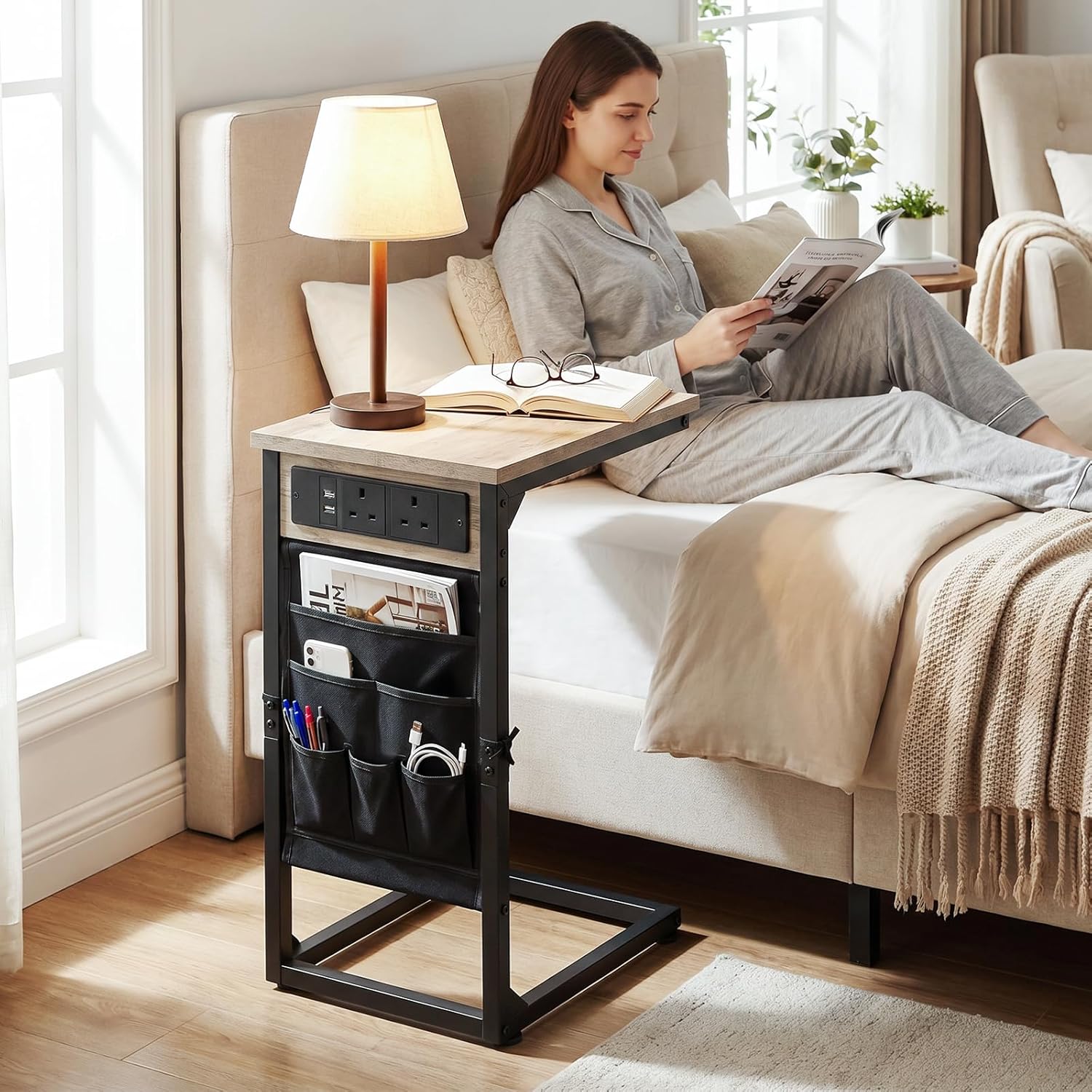 Thumbnail 3 de AMHANCIBLE C-Shaped Side Table with Charging Station