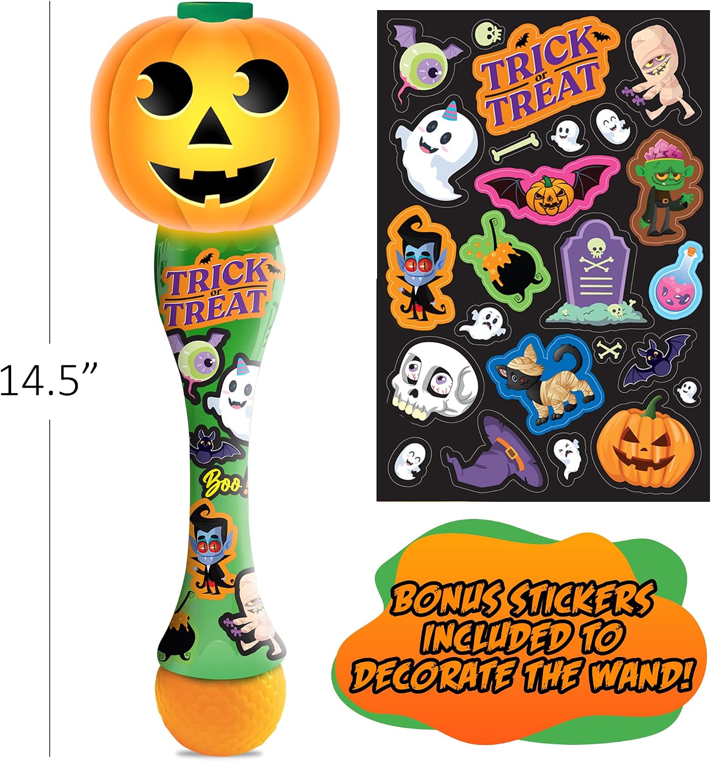 Detalle de ArtCreativity Halloween Bubble Wand 2-Pack, 14-Inch Ghost and Pumpkin Wands