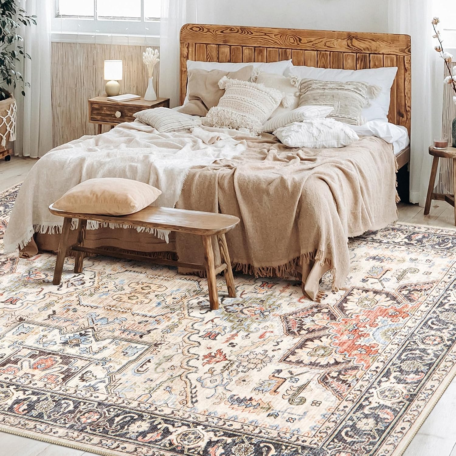 Thumbnail 4 de homewill 9x12 Area Rugs: Ultra-Thin, washable, vintage floral with non-slip back