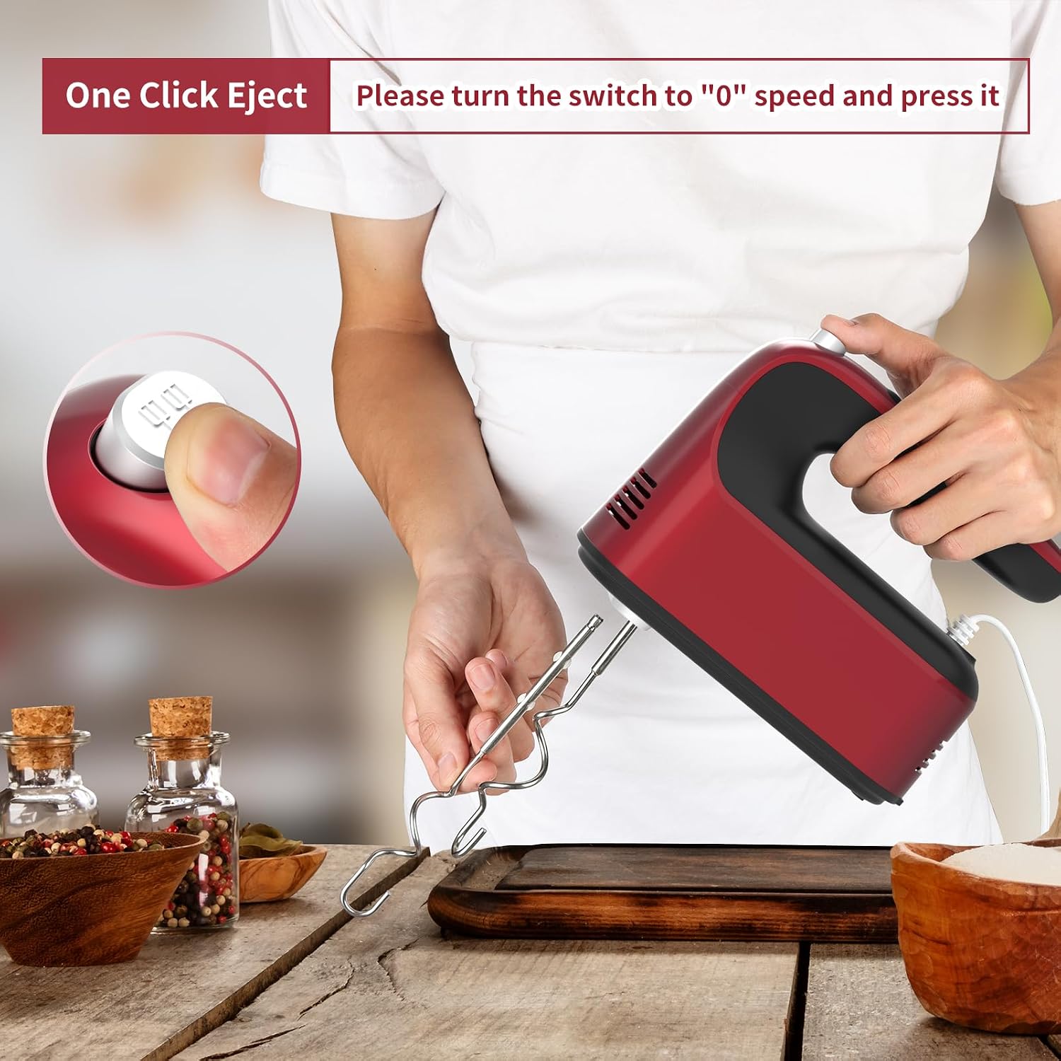Detalle de Yomelo 9-Speed Digital Hand Mixer 400W