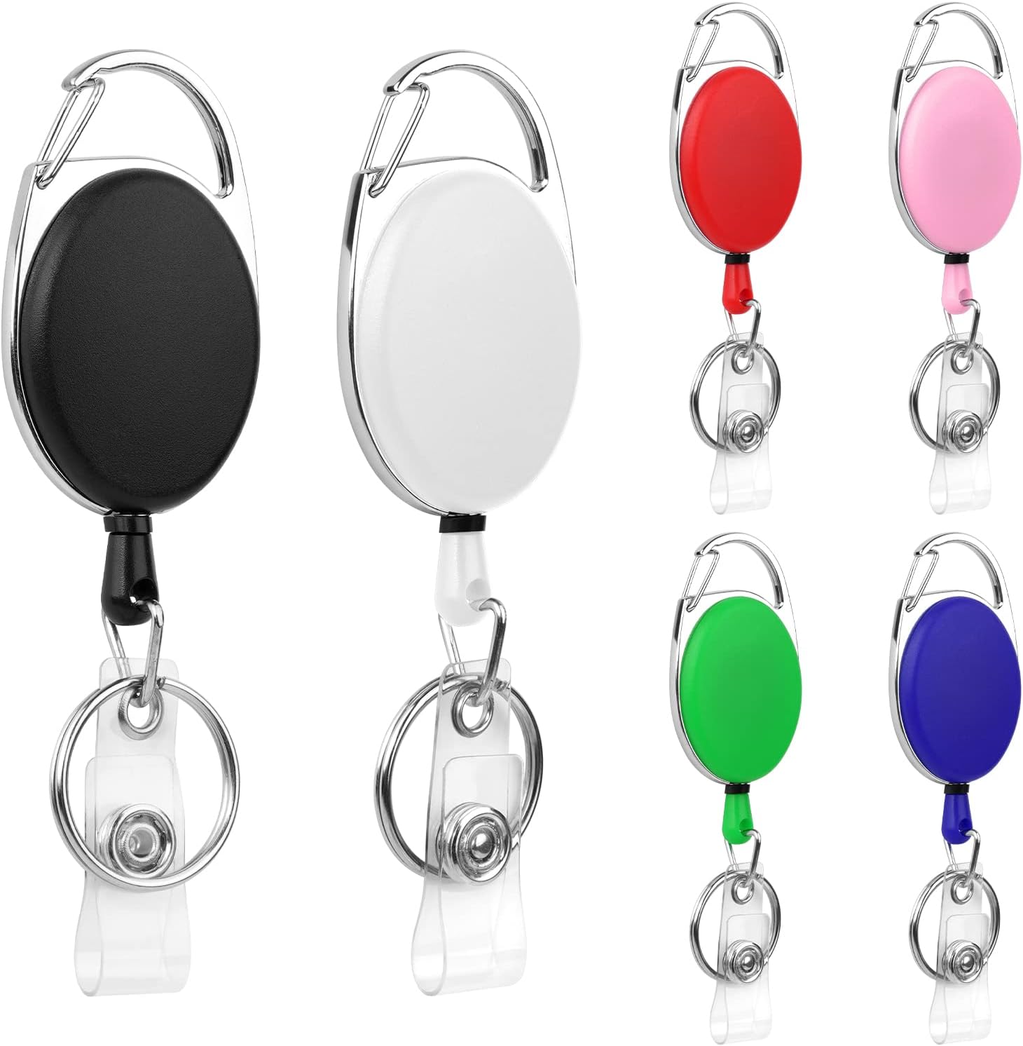 Detalle de Vicloon intrekbare badgehouders met riemclip, 6 kleuren en koord van 70 cm