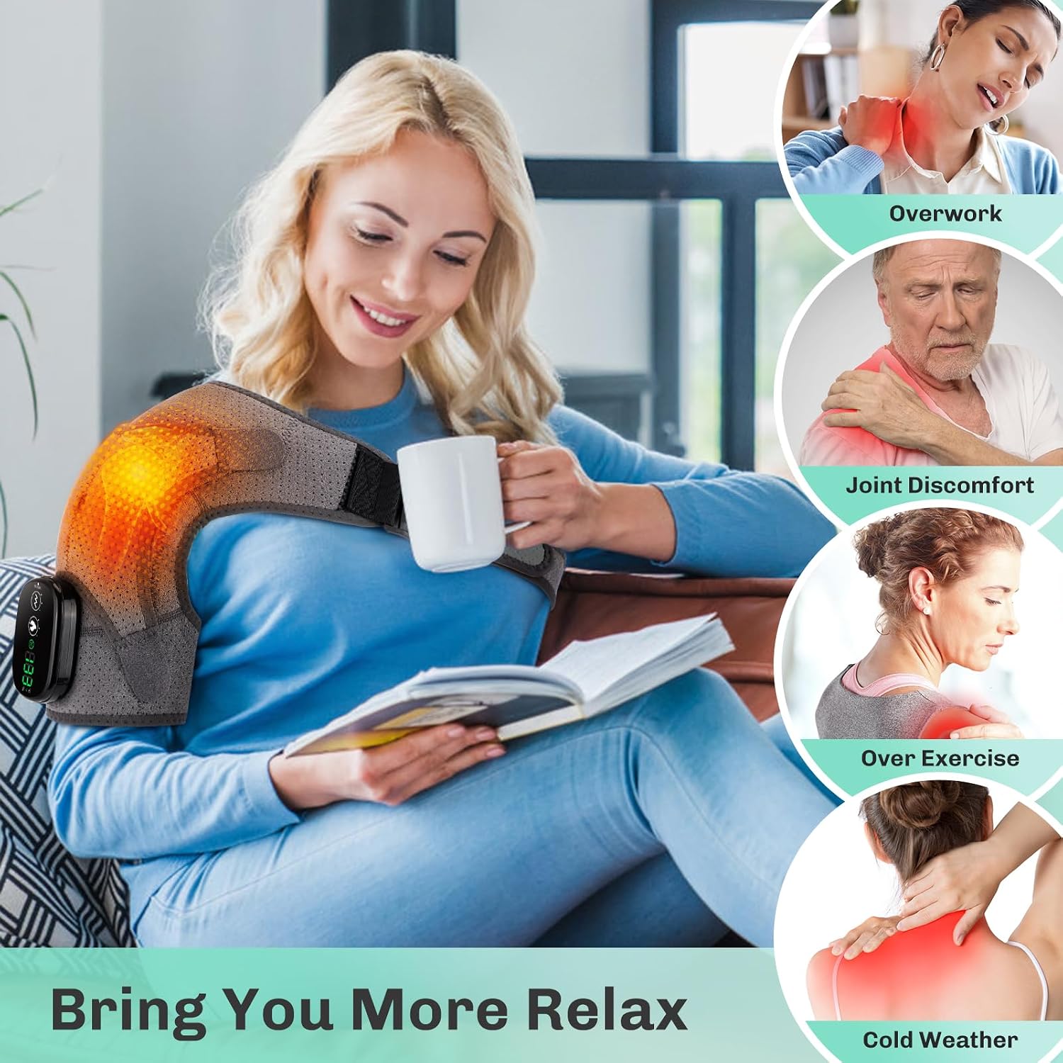 Detalle 2 de Cordless Shoulder Heating Pad with Massage