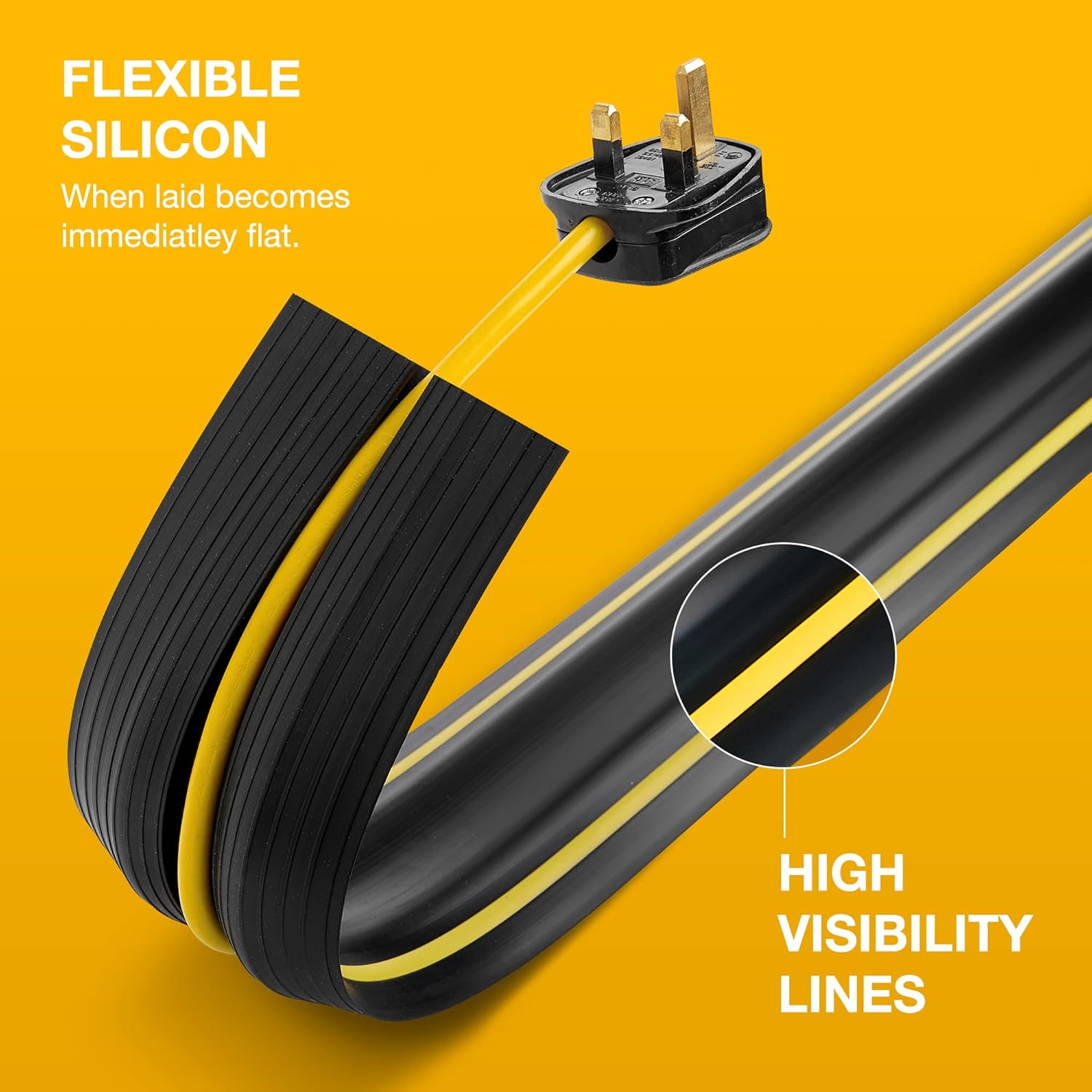 Detalle de Deeba UK Floor Cable Cover Protector (10M) with Pack of Cable Ties – Heavy Duty, Anti-Slip, Ideal for Busy Environments