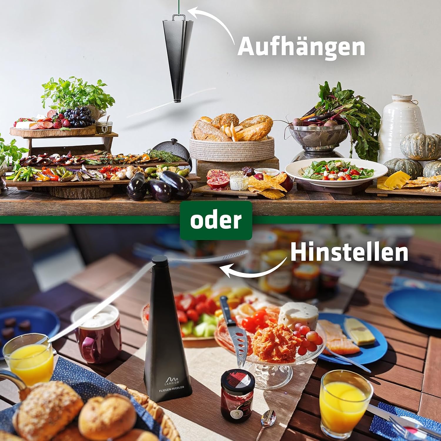 Thumbnail 3 de GARDIGO Fliegenwedler – 2er Set | Fliegenabwehr für Tisch, Terrasse und Restaurant