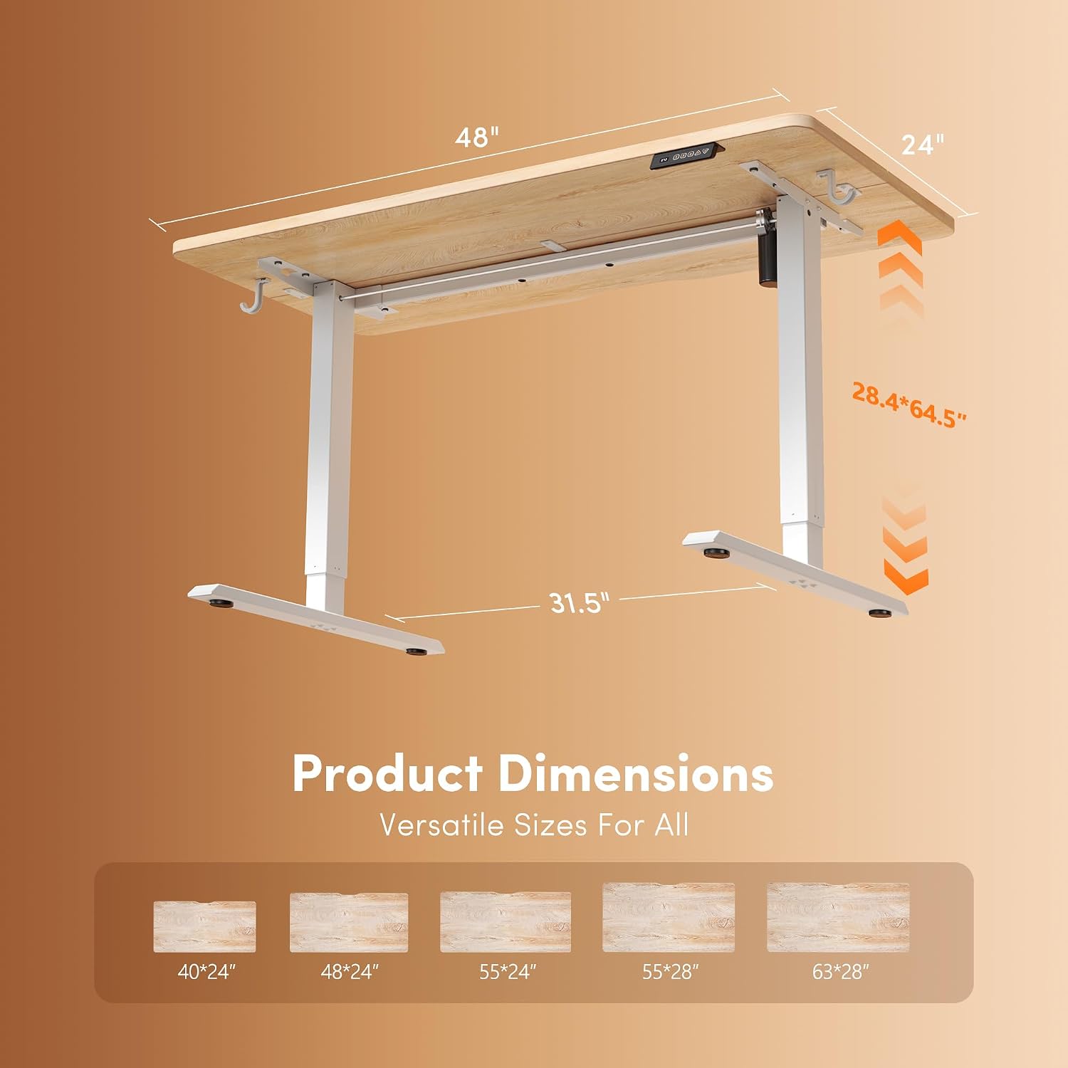 Detalle de FEZIBO INCF-SD0001-120LOG-02 Electric Standing Desk, Maple, 3 Presets