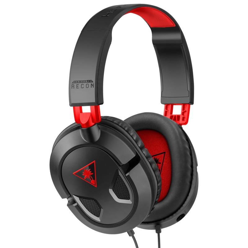 Detalle de Auriculares Turtle Beach Recon 50 con cable 3,5 mm: micrófono desmontable, negro y rojo