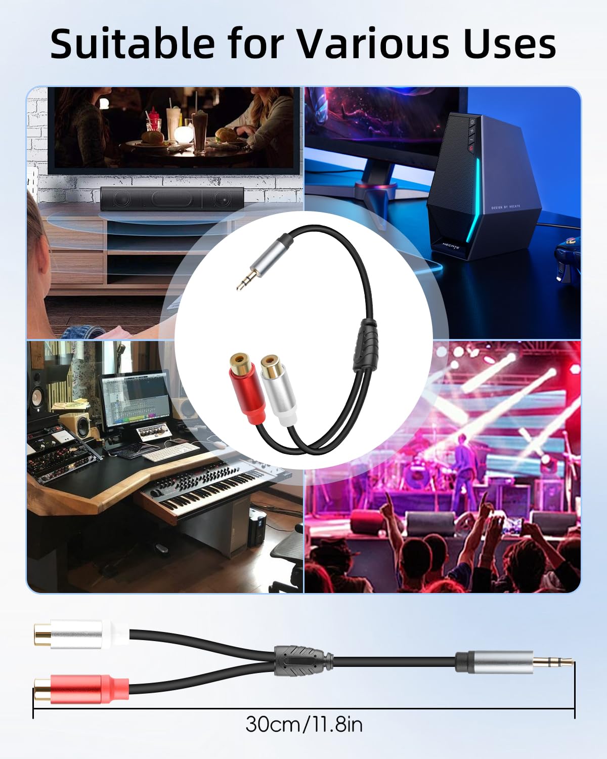 Thumbnail 6 de RIIEYOCA 3.5mm to RCA Y Cable 1ft 2 Pack